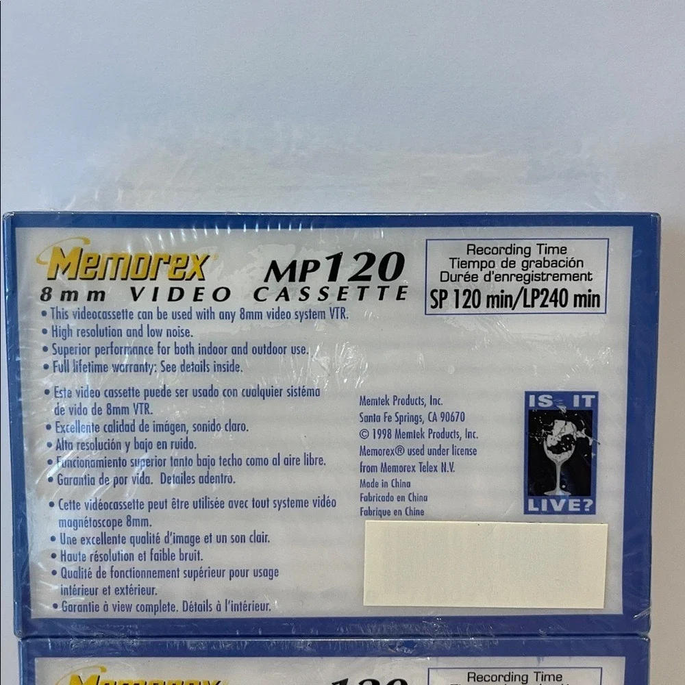 Set of 2 Memorex 8mm Camcorder Video Cassette MP‎ 120 Sealed New